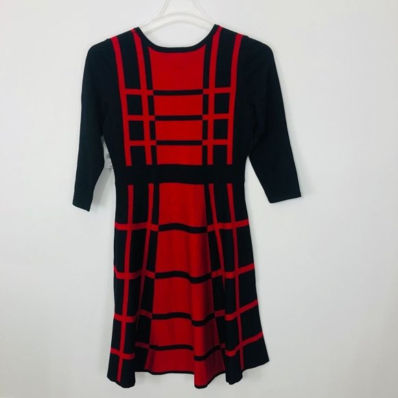 Danny & Nicole Women Knit Dress Medium Red Half Sleeve Midi A-line Sweater New - Picture 8 of 13